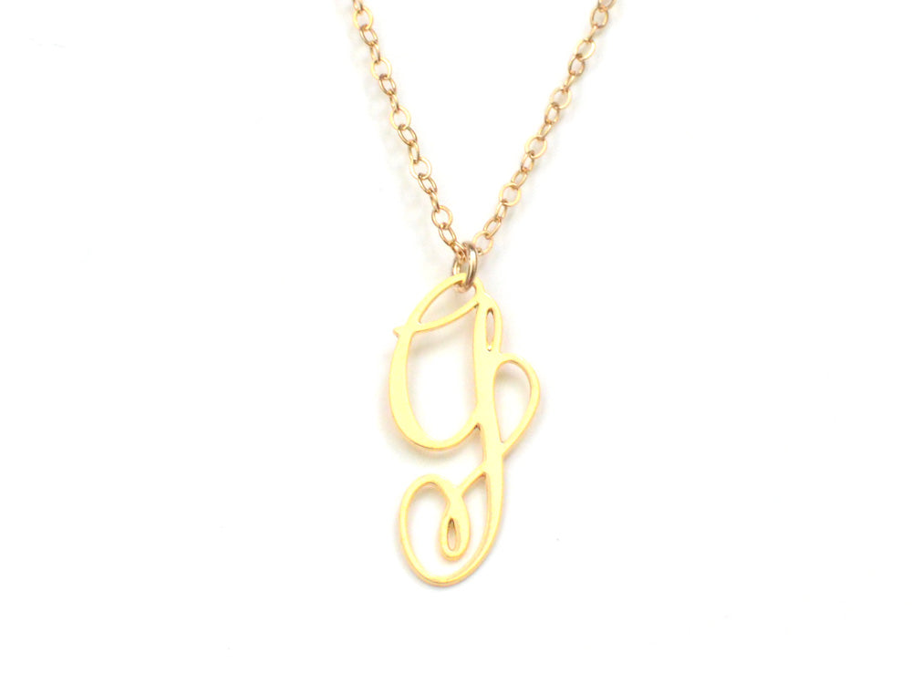 G Letter Charm - Handwritten By A Calligrapher - High Quality, Affordable, Self Love, Initial Letter Charm Necklace - Available in Gold and Silver - Made in USA - Brevity Jewelry