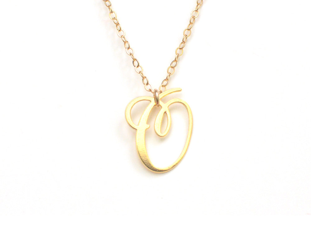 O Letter Charm - Handwritten By A Calligrapher - High Quality, Affordable, Self Love, Initial Letter Charm Necklace - Available in Gold and Silver - Made in USA - Brevity Jewelry