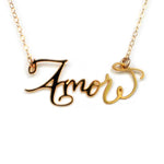 Amor Necklace - High Quality, Affordable, Endearment Nickname Necklace - Available in Gold and Silver - Made in USA - Brevity Jewelry