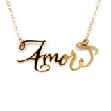 Amor Necklace - High Quality, Affordable, Endearment Nickname Necklace - Available in Gold and Silver - Made in USA - Brevity Jewelry