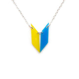 Arrow Necklace - Affordable Acrylic Necklace - Yellow, Blue or Gray - Silver Chain - Made in USA - Brevity Jewelry