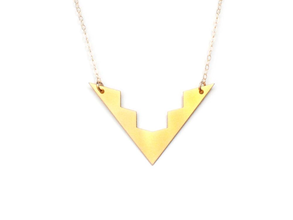 Aztec Metal Necklace - High Quality, Affordable Necklace - Available in Gold - Made in USA - Brevity Jewelry