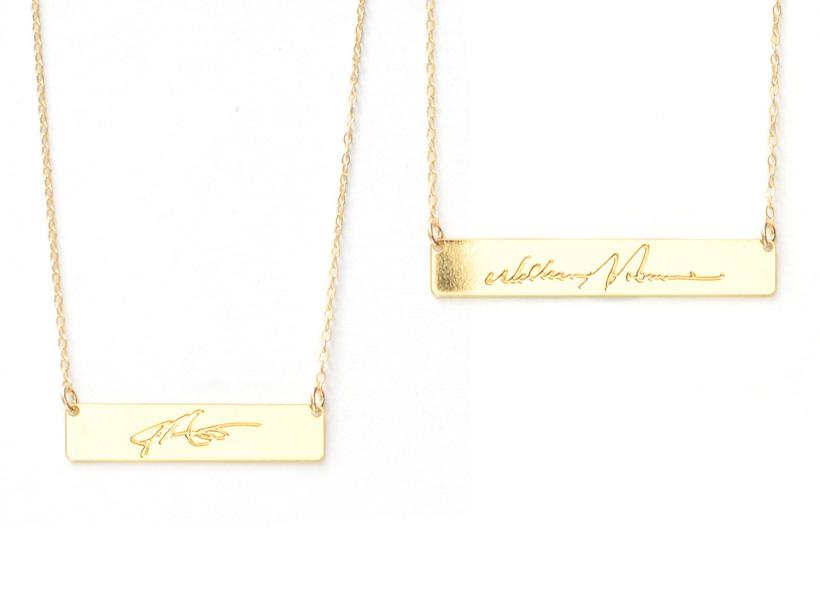 Bar Signature Necklace - Made From Your Handwriting or Signature - High Quality, Affordable, One-of-a-kind, Personalized Necklace - Available in Gold and Silver - Made in USA - Brevity Jewelry - The Perfect Gift
