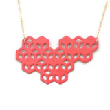 Beecomb Necklace - High Quality, Affordable, Geometric Necklace - Available in Black and White Acrylic, Gold, Silver, and Limited Edition Coral Powdercoat Finish - Made in USA - Brevity Jewelry