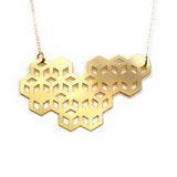 Beecomb Necklace - High Quality, Affordable, Geometric Necklace - Available in Black and White Acrylic, Gold, Silver, and Limited Edition Coral Powdercoat Finish - Made in USA - Brevity Jewelry