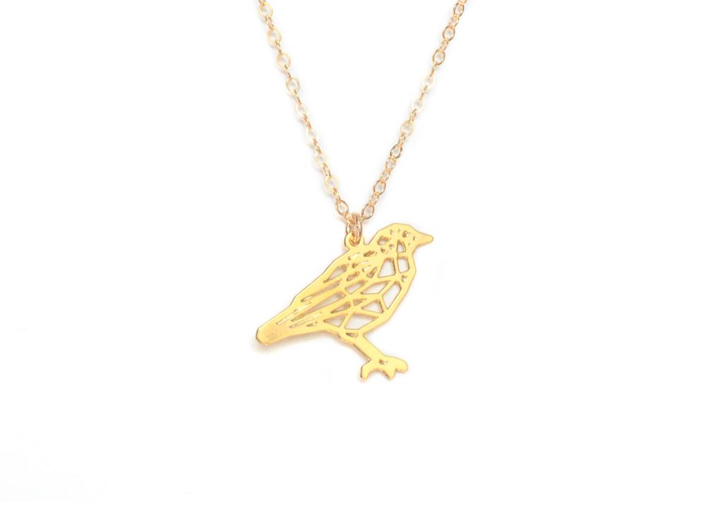 Bird Necklace - Wireframe Origami - High Quality, Affordable Necklace - Available in Gold and Silver - Made in USA - Brevity Jewelry