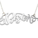 Boston City Love Necklace - High Quality, Hand Lettered, Calligraphy City Necklace - Your Favorite City - Available in Gold and Silver - Made in USA - Brevity Jewelry