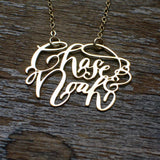 Custom Calligraphy Two Name Necklace - Your Loved Ones Names Handwritten By A Calligrapher - High Quality, Affordable, One-of-a-kind, Personalized Necklace - Available in Gold and Silver - Made in USA - Brevity Jewelry - The Pefect Gift