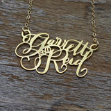 Custom Calligraphy Two Name Necklace - Your Loved Ones Names Handwritten By A Calligrapher - High Quality, Affordable, One-of-a-kind, Personalized Necklace - Available in Gold and Silver - Made in USA - Brevity Jewelry - The Pefect Gift