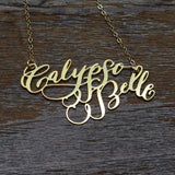 Custom Calligraphy Two Name Necklace - Your Loved Ones Names Handwritten By A Calligrapher - High Quality, Affordable, One-of-a-kind, Personalized Necklace - Available in Gold and Silver - Made in USA - Brevity Jewelry - The Pefect Gift