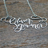 Custom Calligraphy Two Name Necklace - Your Loved Ones Names Handwritten By A Calligrapher - High Quality, Affordable, One-of-a-kind, Personalized Necklace - Available in Gold and Silver - Made in USA - Brevity Jewelry - The Pefect Gift