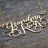 Custom Calligraphy Two Name Necklace - Your Loved Ones Names Handwritten By A Calligrapher - High Quality, Affordable, One-of-a-kind, Personalized Necklace - Available in Gold and Silver - Made in USA - Brevity Jewelry - The Pefect Gift