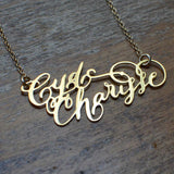 Custom Calligraphy Two Name Necklace - Your Loved Ones Names Handwritten By A Calligrapher - High Quality, Affordable, One-of-a-kind, Personalized Necklace - Available in Gold and Silver - Made in USA - Brevity Jewelry - The Pefect Gift