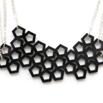 Cellular Necklace - High Quality, Affordable, Geometric Necklace - Available in Black and White Acrylic, Gold, Silver, and Limited Edition Coral Powdercoat Finish - Made in USA - Brevity Jewelry