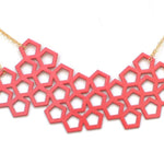 Cellular Necklace - High Quality, Affordable, Geometric Necklace - Available in Black and White Acrylic, Gold, Silver, and Limited Edition Coral Powdercoat Finish - Made in USA - Brevity Jewelry