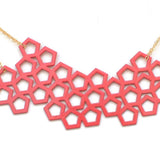 Cellular Necklace - High Quality, Affordable, Geometric Necklace - Available in Black and White Acrylic, Gold, Silver, and Limited Edition Coral Powdercoat Finish - Made in USA - Brevity Jewelry