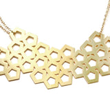 Cellular Necklace - High Quality, Affordable, Geometric Necklace - Available in Black and White Acrylic, Gold, Silver, and Limited Edition Coral Powdercoat Finish - Made in USA - Brevity Jewelry