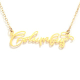 Colombus City Love Necklace - High Quality, Hand Lettered, Calligraphy City Necklace - Your Favorite City - Available in Gold and Silver - Made in USA - Brevity Jewelry