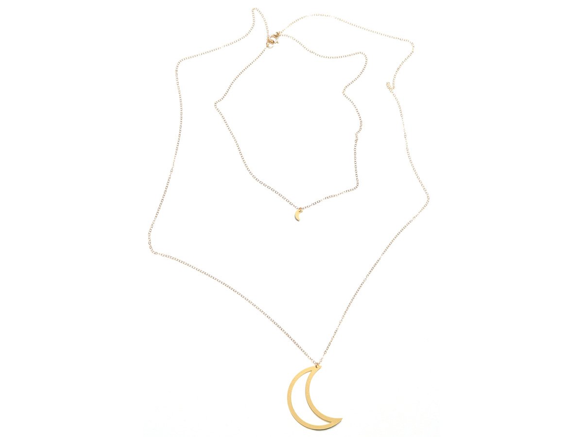 Pair of Crescent Necklaces - High Quality, Affordable Necklace - Available in Gold and Silver - Made in USA - Brevity Jewelry