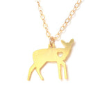 Deer Love Necklace - Animal Love - High Quality, Affordable Necklace - Available in Gold and Silver - Made in USA - Brevity Jewelry