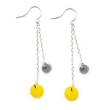 Circle Earrings - Affordable Acrylic Earrings - Yellow, Blue or Gray - Silver Chain - Made in USA - Brevity Jewelry