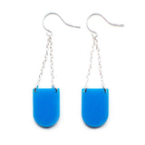 Drop Earrings - Affordable Acrylic Earrings - Yellow, Blue or Gray - Silver Chain - Made in USA - Brevity Jewelry