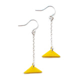 Triangle Earrings - Affordable Acrylic Earrings - Yellow, Blue or Gray - Silver Chain - Made in USA - Brevity Jewelry