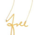 Free Necklace - High Quality, Affordable, Hand Written, Self Love, Mantra Word Necklace - Available in Gold and Silver - Small and Large Sizes - Made in USA - Brevity Jewelry