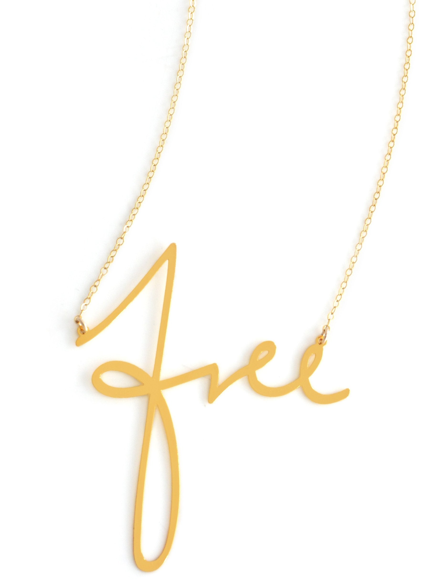 Free Necklace - High Quality, Affordable, Hand Written, Self Love, Mantra Word Necklace - Available in Gold and Silver - Small and Large Sizes - Made in USA - Brevity Jewelry