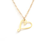 Heart Necklace - Hand Drawn By a Calligrapher - High Quality, Affordable Necklace - Available in Gold and Silver - Made in USA - Brevity Jewelry