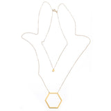 Pair of Hexagons Necklace - High Quality, Affordable Necklace - Available in Gold and Silver - Made in USA - Brevity Jewelry