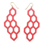 Honeycomb Earrings - High Quality, Affordable, Geometric Earrings - Available in Black and White Acrylic, Gold, Silver, and Limited Edition Coral Powdercoat Finish - Made in USA - Brevity Jewelry