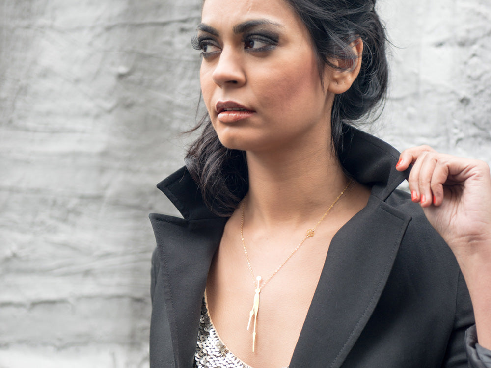 Horo 1 Necklace - High Quality, Affordable Necklace - Classic and Elegant - Clock Hand Design - Available in Gold and Silver - Made in USA - Brevity Jewelry