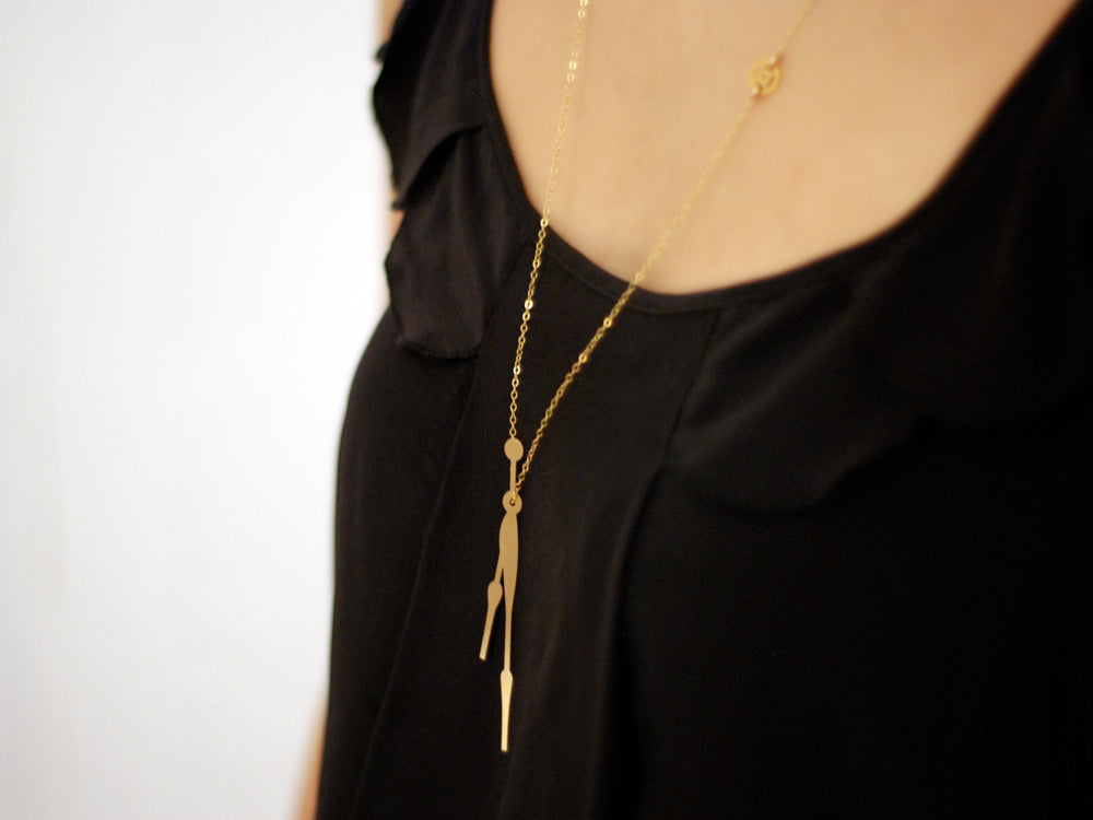 Horo 1 Necklace - High Quality, Affordable Necklace - Classic and Elegant - Clock Hand Design - Available in Gold and Silver - Made in USA - Brevity Jewelry