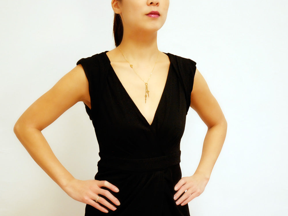 Horo 3 Necklace - High Quality, Affordable Necklace - Classic and Elegant - Clock Hand Design - Available in Gold and Silver - Made in USA - Brevity Jewelry