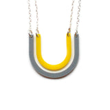 Horseshoes Necklace - Affordable Acrylic Necklace - Yellow, Blue or Gray - Silver Chain - Made in USA - Brevity Jewelry