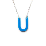 Small Horseshoe Necklace - Affordable Acrylic Necklace - Yellow, Blue or Gray - Silver Chain - Made in USA - Brevity Jewelry