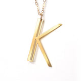 K Letter Necklace - Art Deco Typography Style - High Quality, Affordable, Self Love, Initial Charm Necklace - Available in Gold and Silver - Made in USA - Brevity Jewelry