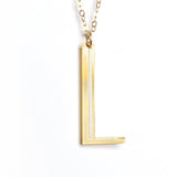 L Letter Necklace - Art Deco Typography Style - High Quality, Affordable, Self Love, Initial Charm Necklace - Available in Gold and Silver - Made in USA - Brevity Jewelry