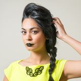 Leaf Necklace - High Quality, Affordable, Geometric Necklace - Available in Black and White Acrylic, Gold, Silver, and Limited Edition Coral Powdercoat Finish - Made in USA - Brevity Jewelry