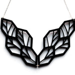 Leaf Necklace - High Quality, Affordable, Geometric Necklace - Available in Black and White Acrylic, Gold, Silver, and Limited Edition Coral Powdercoat Finish - Made in USA - Brevity Jewelry