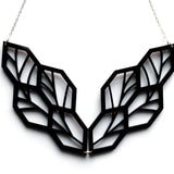 Leaf Necklace - High Quality, Affordable, Geometric Necklace - Available in Black and White Acrylic, Gold, Silver, and Limited Edition Coral Powdercoat Finish - Made in USA - Brevity Jewelry