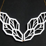 Leaf Necklace - High Quality, Affordable, Geometric Necklace - Available in Black and White Acrylic, Gold, Silver, and Limited Edition Coral Powdercoat Finish - Made in USA - Brevity Jewelry