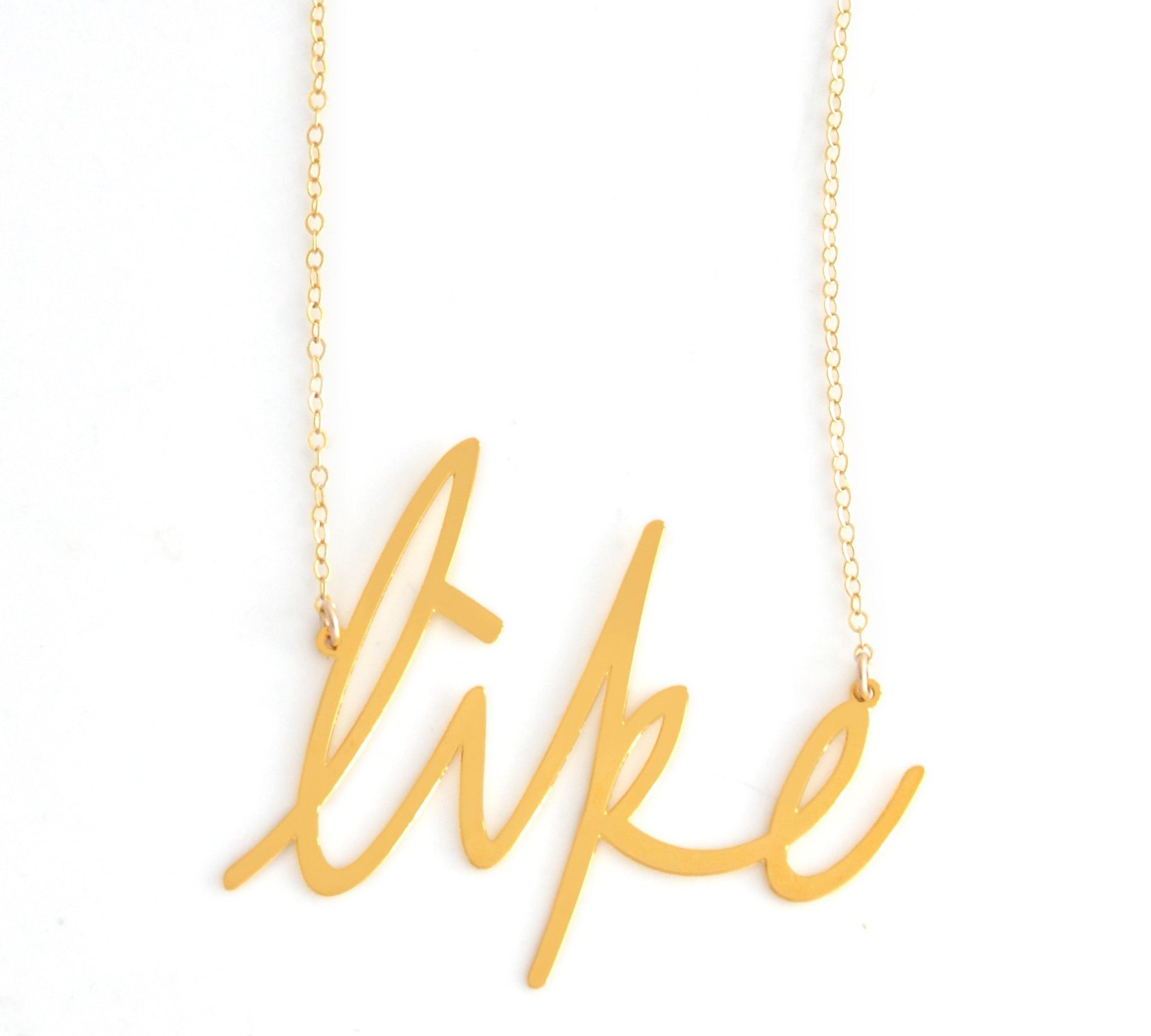 Like Necklace - High Quality, Affordable, Hand Written, Self Love, Mantra Word Necklace - Available in Gold and Silver - Small and Large Sizes - Made in USA - Brevity Jewelry