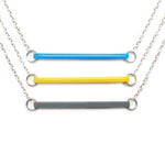 Lines Necklace - Affordable Acrylic Necklace - Yellow, Blue or Gray - Silver Chain - Made in USA - Brevity Jewelry