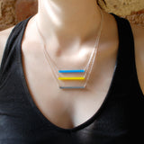 Lines Necklace - Affordable Acrylic Necklace - Yellow, Blue or Gray - Silver Chain - Made in USA - Brevity Jewelry