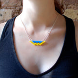 Mountain Necklace - Affordable Acrylic Necklace - Yellow, Blue or Gray - Silver Chain - Made in USA - Brevity Jewelry