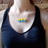 Ocean Necklace - Affordable Acrylic Necklace - Yellow, Blue or Gray - Silver Chain - Made in USA - Brevity Jewelry