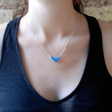 Bird Necklace - Affordable Acrylic Necklace - Yellow, Blue or Gray - Silver Chain - Made in USA - Brevity Jewelry