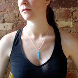 Bar Necklace - Affordable Acrylic Necklace - Yellow, Blue or Gray - Silver Chain - Made in USA - Brevity Jewelry